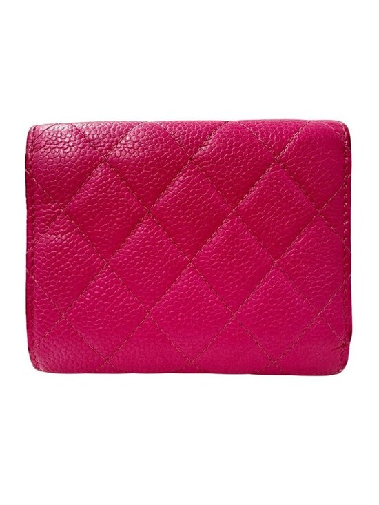 Chanel Wallet Trifold Quilted Caviar Leather Pink Silver Har - Picture 2 of 10